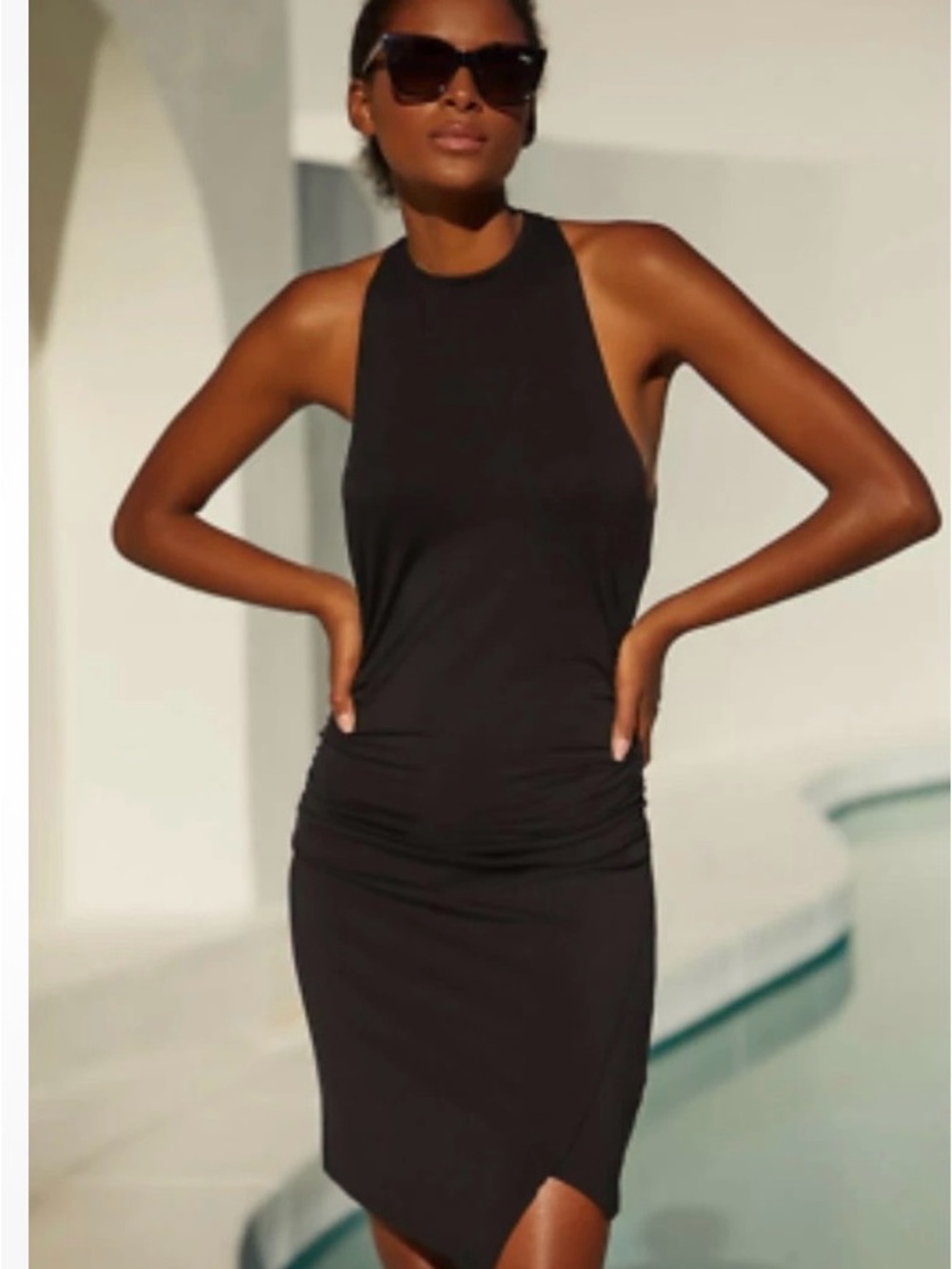 Anthropologie Sleek Black racerbaco Bodycon Dress